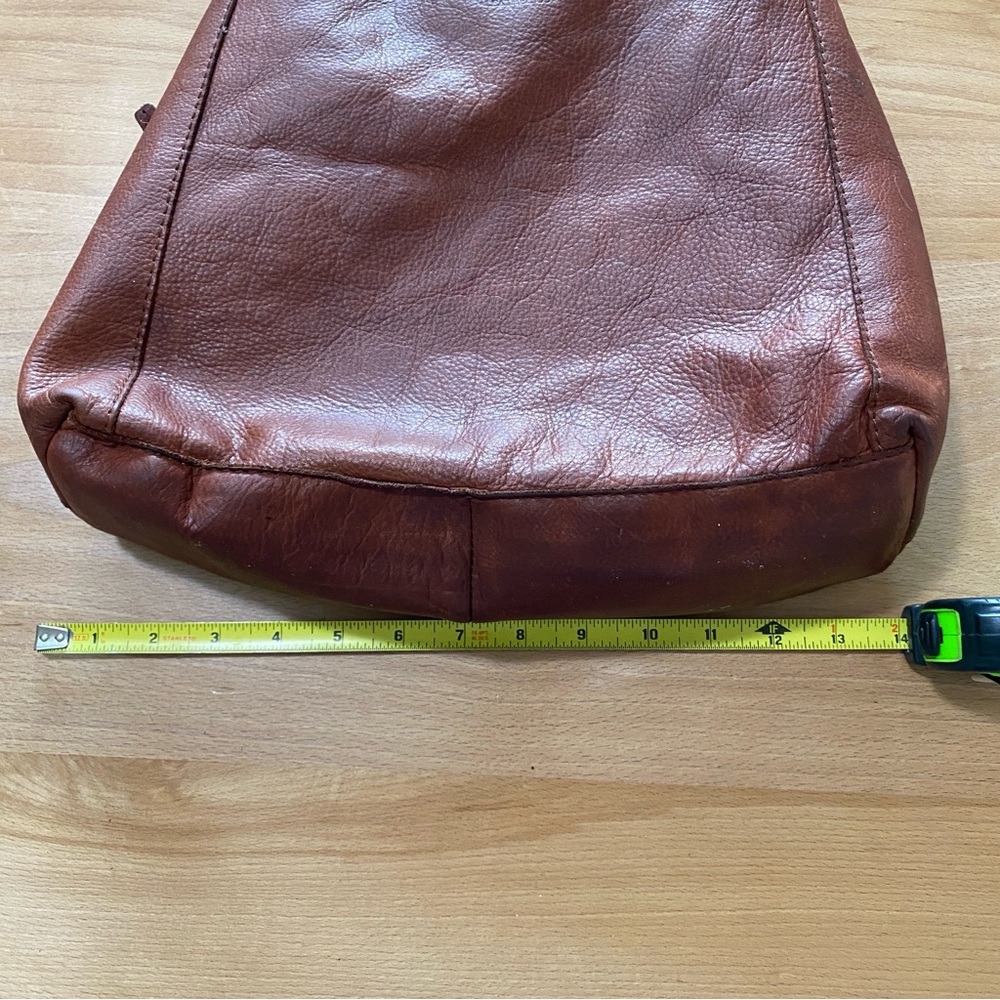 American Leather Co. Cognac Brown Leather Hobo Bag Minimalist Shoulder Purse - Picture 13 of 16